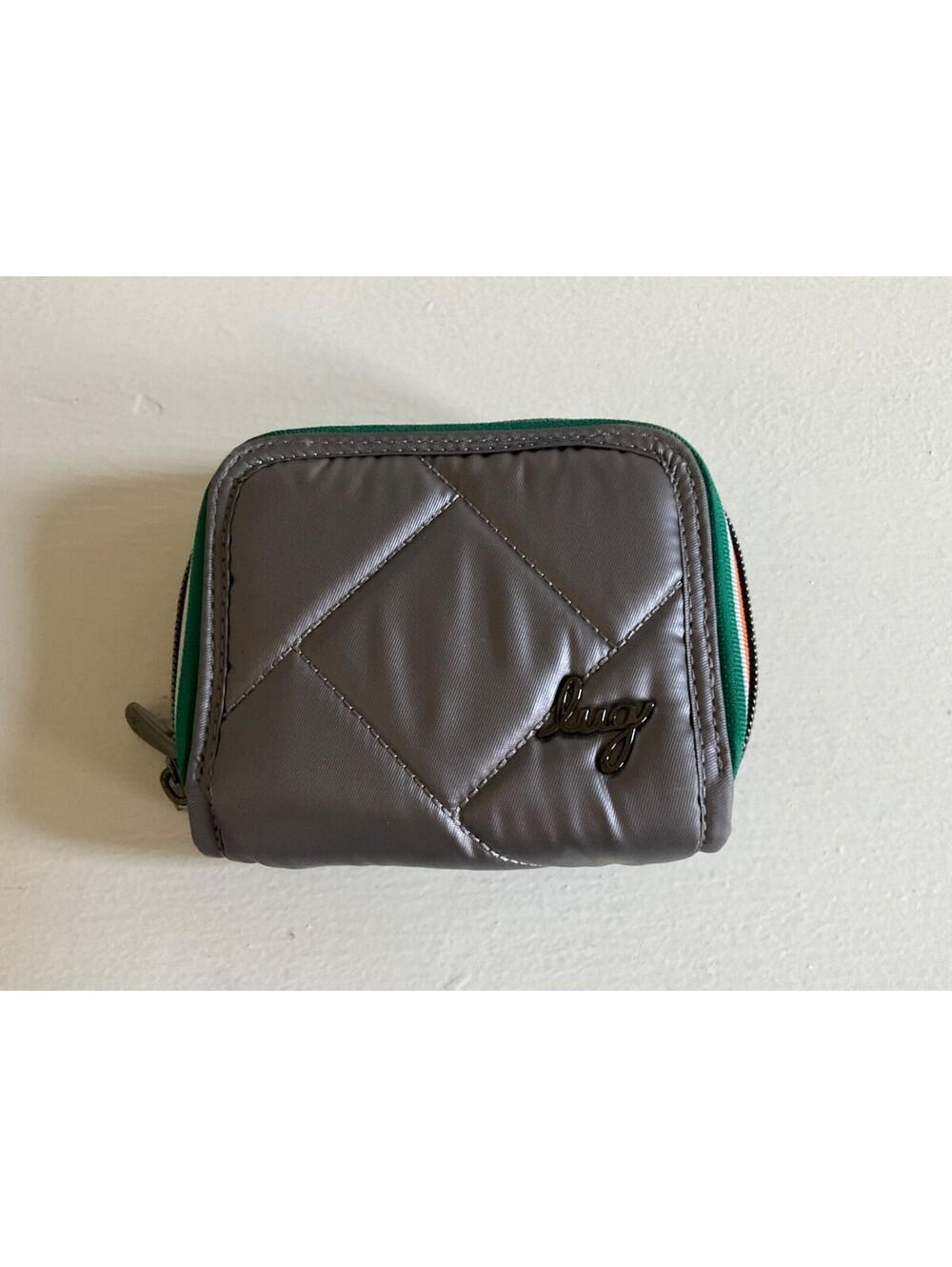 Lug Splits SE RFID Wallet Metallic Silver Gray Zip Accordion Card Holder EUC